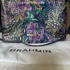 Brahmin Lorelei Croc Embossed Multicolor Shoulder/Crossbody Bag  with Dust Bag